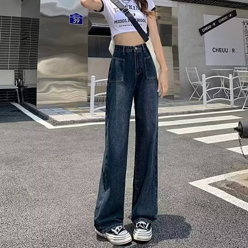 高腰显瘦直筒垂感拖地裤