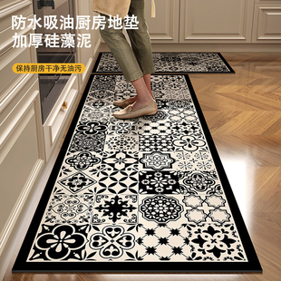 花砖复古厨房专用地垫防滑防油吸水硅藻泥加厚地毯可擦免洗脚垫子