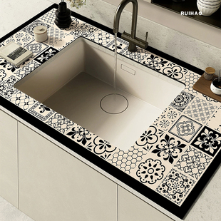 美式花砖厨房台面硅藻泥垫吸水垫耐脏可剪裁洗手池沥水垫水槽垫子