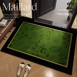 美式 防滑进门免洗可擦裁剪脚垫 复古高级感入户门地垫皮革pvc法式