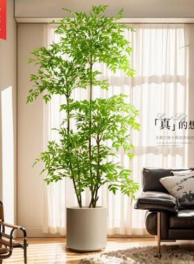 南天竹彷真绿色植物室内大型落地高端轻奢盆栽高级装饰品彷生假树