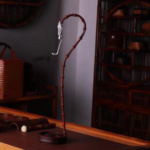 古锡手工大漆龙挂香竹制龙头倒流香紫竹鞭线 线香香插香炉龙吊香