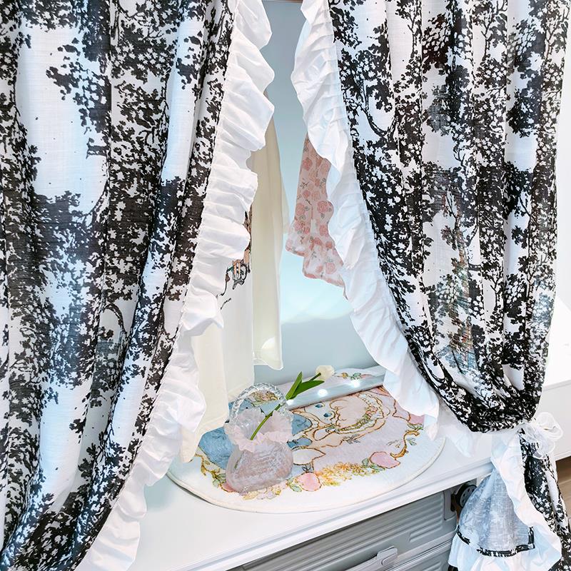 遮光窗帘免打孔遮挡杂物帘简易衣柜防尘罩扎染遮布挂布轻奢氛围感