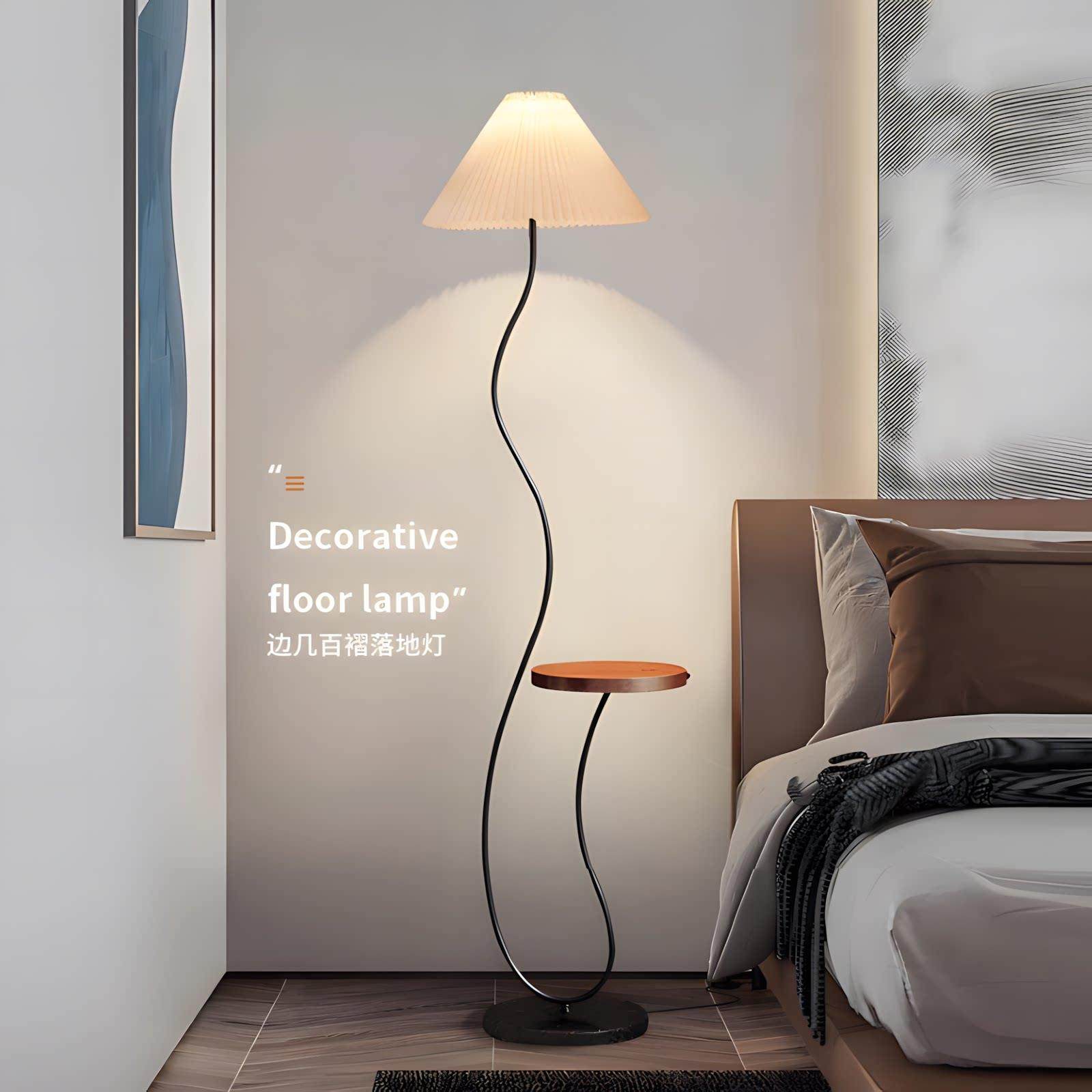 高级感落地灯客厅沙发轻奢2025新款台灯卧室床头柜带灯置物架一体