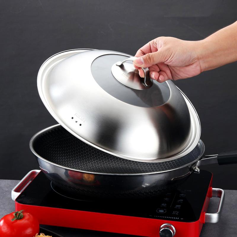 304不锈钢家用锅盖通用铁蒸锅炒锅32cm盖子30高盖大36cm加高34寸