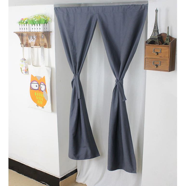 简约布艺门帘隔断帘纯色衣柜帘试衣间布帘玄关帘子卫生间半帘定制