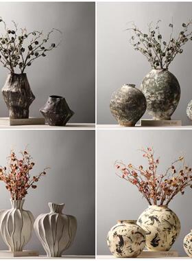 简单覆古家客厅电视柜咖啡桌入口样板房B&B酒店创意陶瓷装饰花瓶