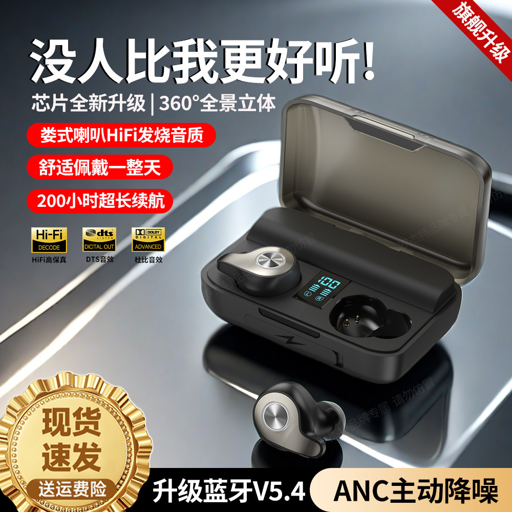 原初者蓝牙耳机超清通话ANC主动降噪重低音低延迟抗风燥超长续航