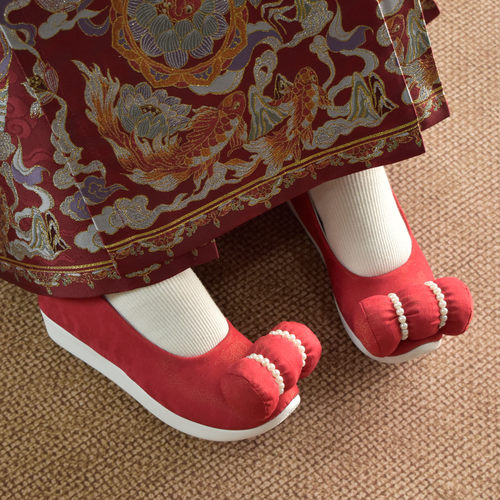 厚底增高汉服鞋小枕头锦袍仙布鞋