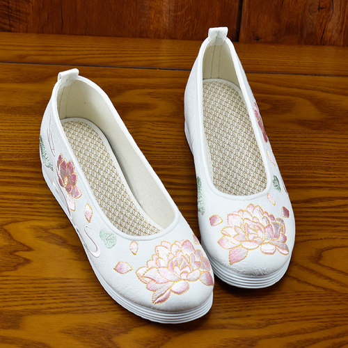 锦袍仙绣花鞋圆头汉服鞋增高布鞋