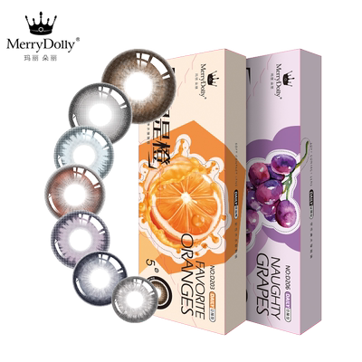 MerryDolly玛丽朵丽美瞳水果日抛10片自然大小直径彩色隐形眼镜新