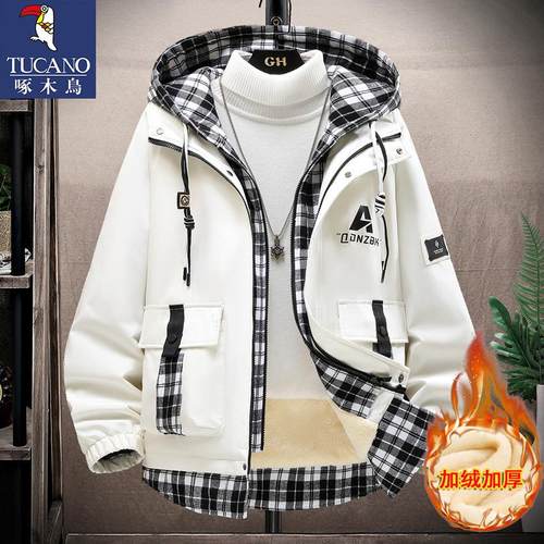 啄木鸟外套男装秋冬季连帽棉衣