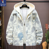 港风潮流时尚 新款 百搭学生外套 夹克2025春季 啄木鸟青少年连帽男士