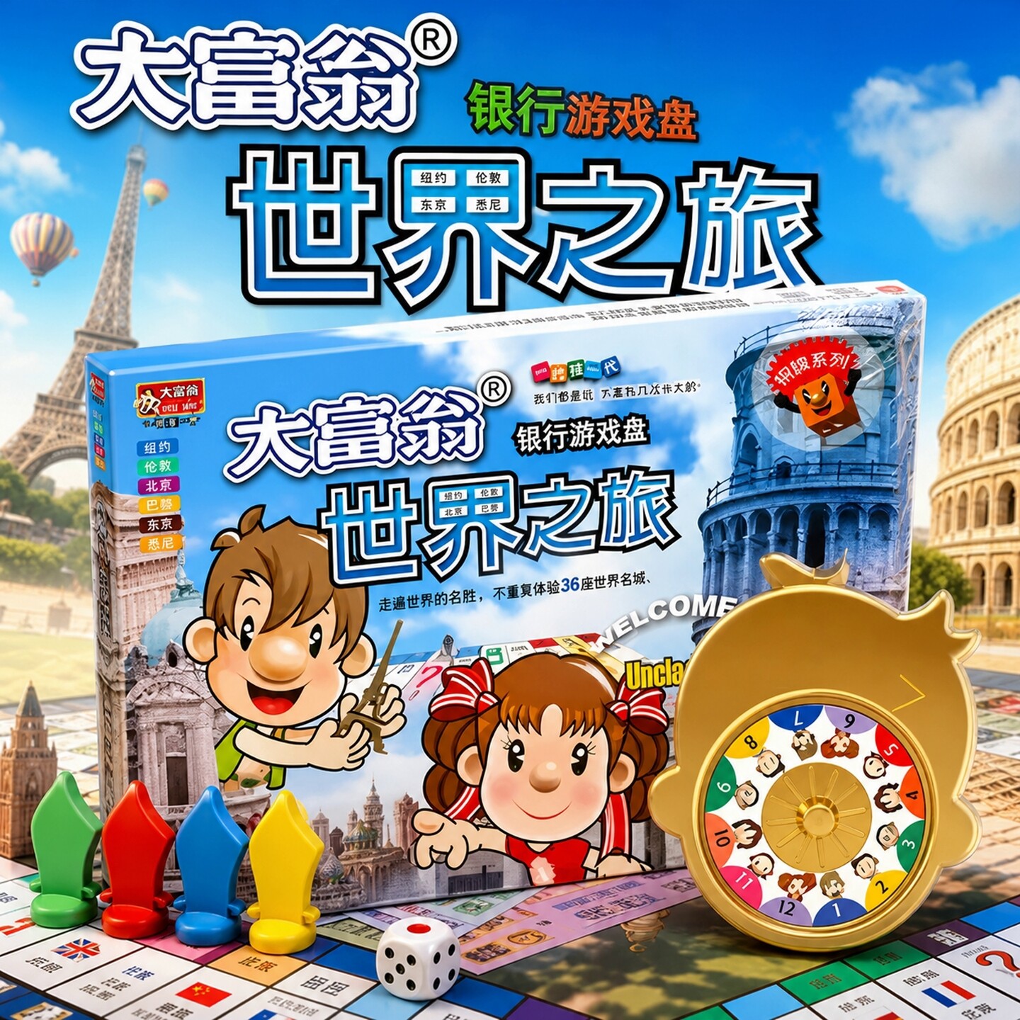 大富翁儿童益智卡牌桌游世界之旅图片