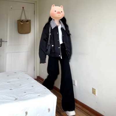 独特超好看黑色韩系短款外套女款秋冬2025新款秋季穿搭夹克棒球服