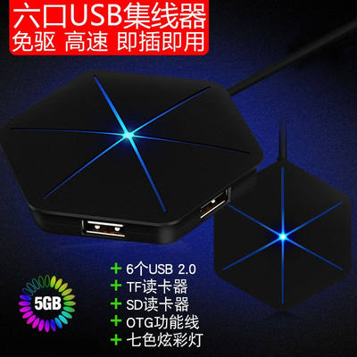 酷睿冰尊（ICECOOREL）USB3.0分线器高速扩展多接口一拖6电脑笔记