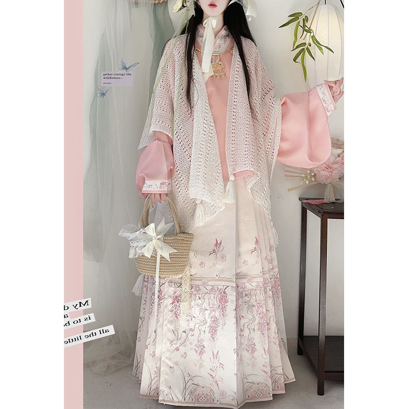 晴雅记正版汉服女汉洋折衷明制交领琵琶袖马面裙套装洛丽塔秋冬款