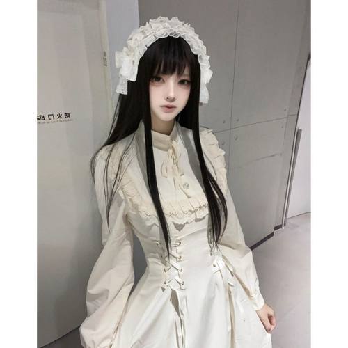 多巴胺白色连衣裙穹妹cos裙子高腰包臀长裙细腰圣诞网红秋冬款女