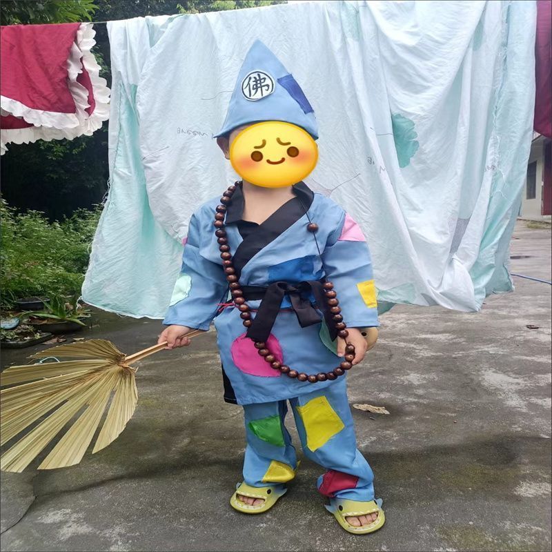 儿童小济公表演服和尚服小叫花子乞丐服装男童女童cos济公演出服