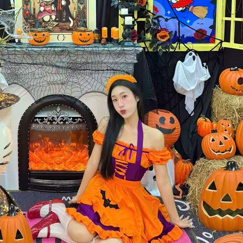 万圣节cos女仆服装短裙cosplay女巫蝙蝠服饰连衣裙洛丽塔穿搭