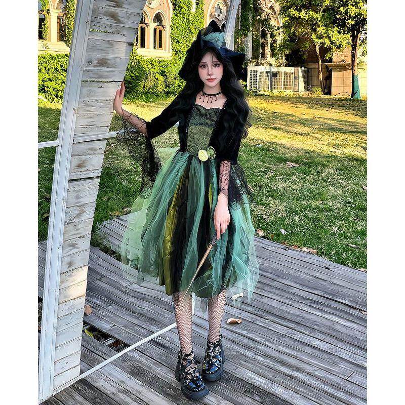 万圣节服装魔法女巫装狂欢节表巫婆连衣裙舞台表演服绿野仙踪cos