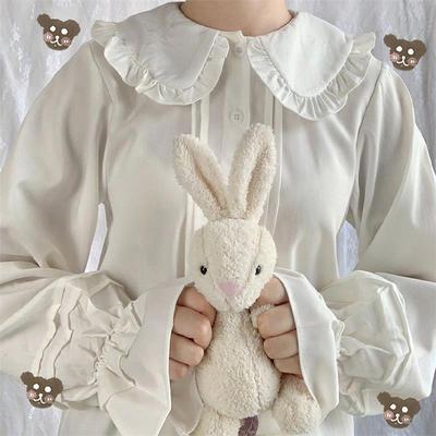 日系少女软妹lolita内搭娃娃领衬衣长袖大翻领学院jk衬衫可爱