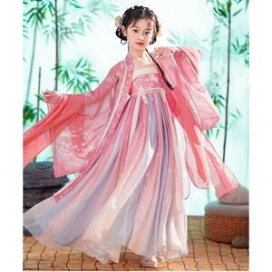 汉服女童2023秋款儿童古装中国风超仙唐装古风公主女孩春秋连衣裙