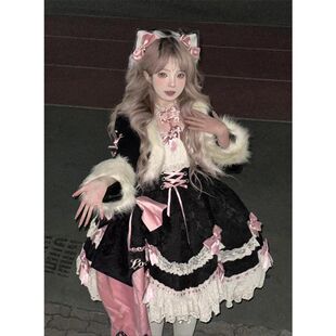 圣诞节穿搭新年战袍可爱少女lolita百搭外套短款连衣裙洛丽塔套装