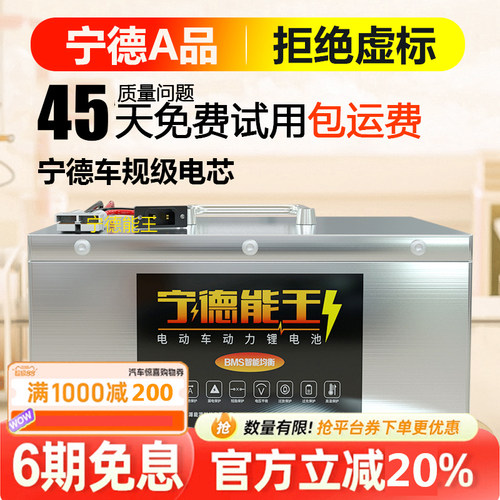 宁德电动车锂电池72v磷酸铁锂60v三轮车大容量48v伏外卖专用电瓶