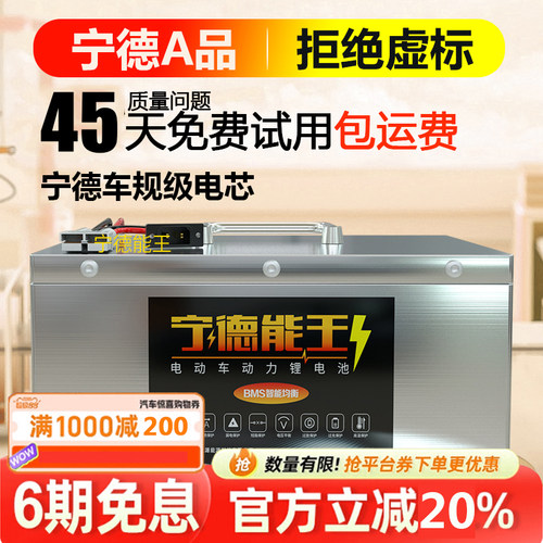 宁德电动车锂电池72v磷酸铁锂60v三轮车大容量48v伏外卖专用电瓶