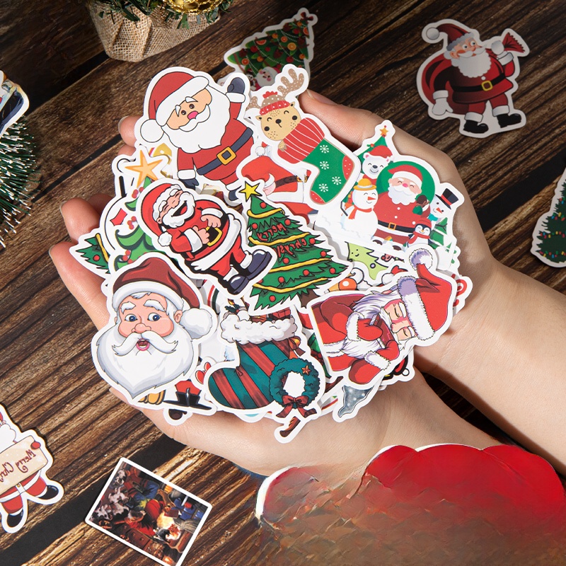 圣诞贴纸卡通可爱圣诞老人贴画
