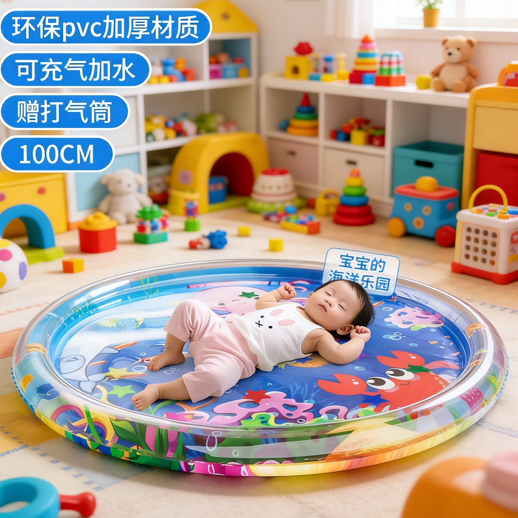德国充气拍拍水垫加厚坐垫婴儿玩具婴幼儿益智玩具可充气爬行玩具