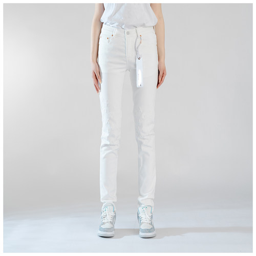 PUR jeans牛仔裤男修身显瘦欧美式高街高档白牛色刺绣基紧身小脚