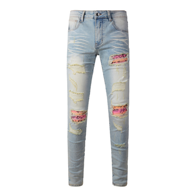 AMR Skinny Ripped Jeans 牛仔裤男美式高街街头破洞补丁小脚裤