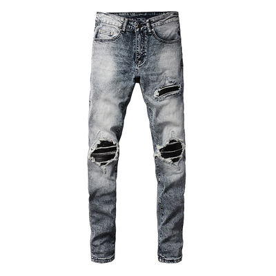 AMR Skinny Ripped Jeans 牛仔裤男美式高街街头破洞补丁小脚裤