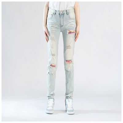 AMR Skinny Ripped Jeans 牛仔裤男美式高街破洞堆积修身小脚裤