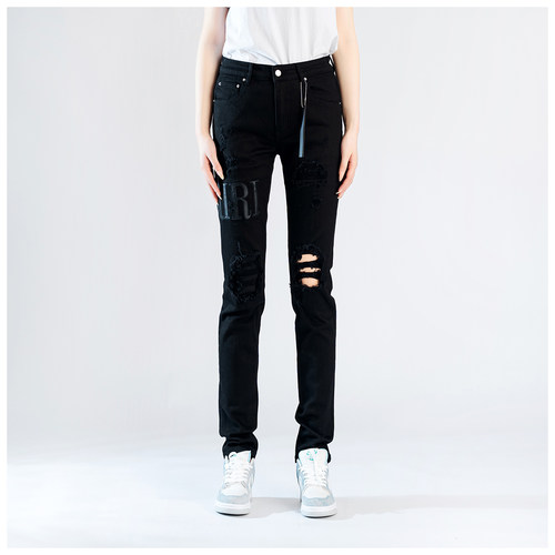 AMR Skinny Ripped Jeans 牛仔裤男美式高街破洞堆积修身小脚裤