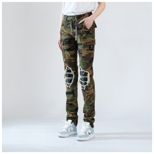 Jeans 牛仔裤 男美式 AMR 小脚裤 Ripped 高街破洞堆积修身 Skinny