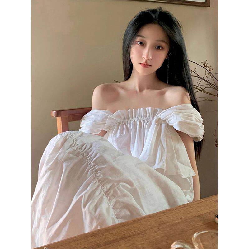 高端精致超好看白色褶皱