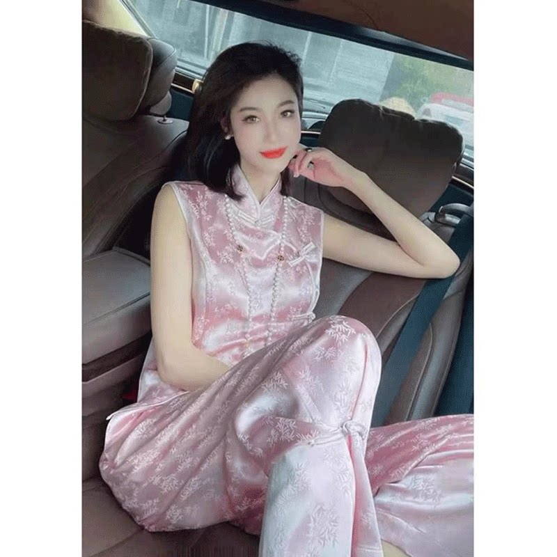新中式女装斜襟盘扣粉色
