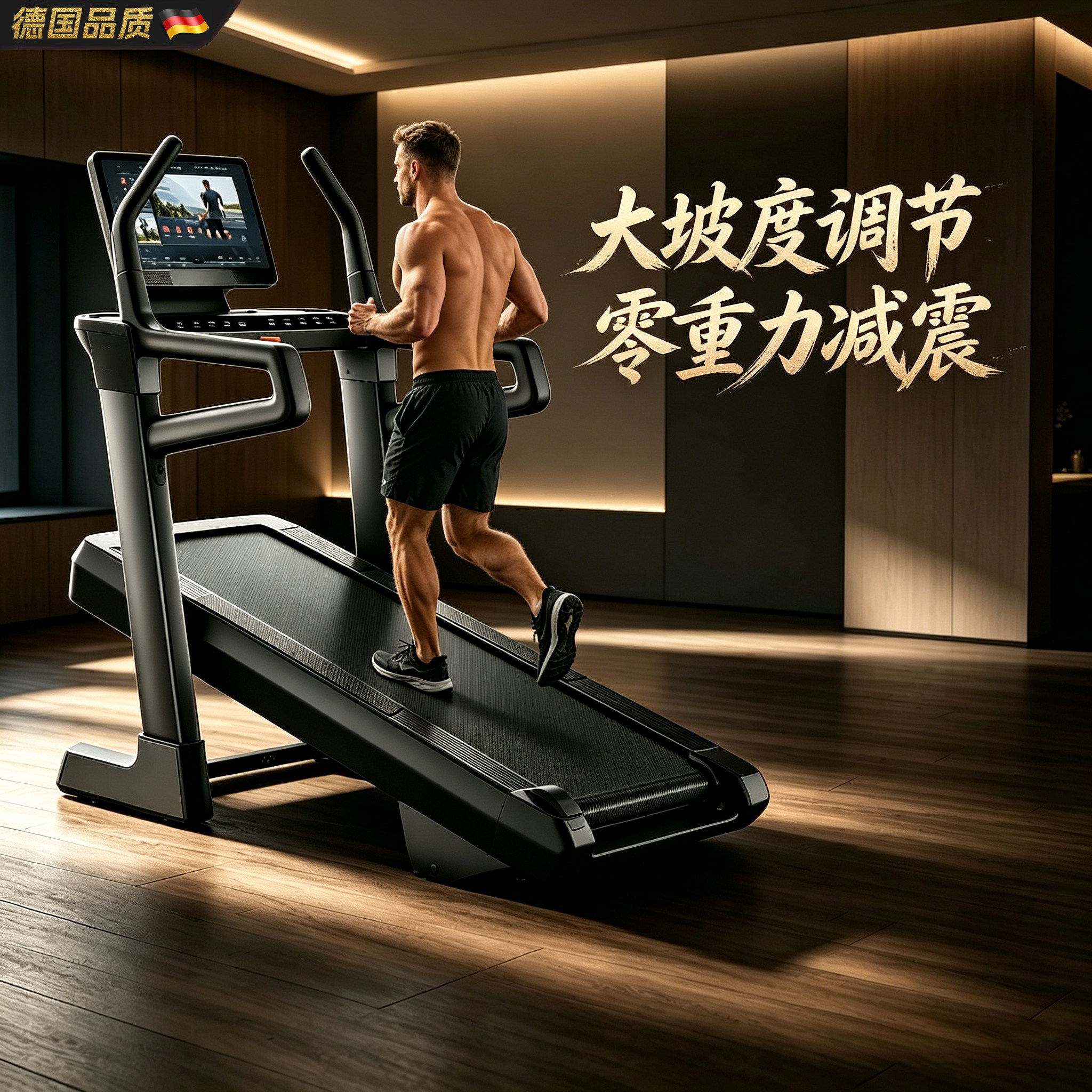 德国马拉松静音爬坡跑步机液晶屏