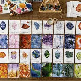 儿童宝石石头图案配对游戏卡片80张中文瑞吉欧华德福蒙氏自然游戏