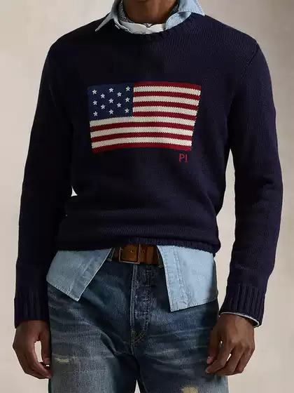New American Flag Sweater, Unisex Knitted Sweater with the American Flag Design