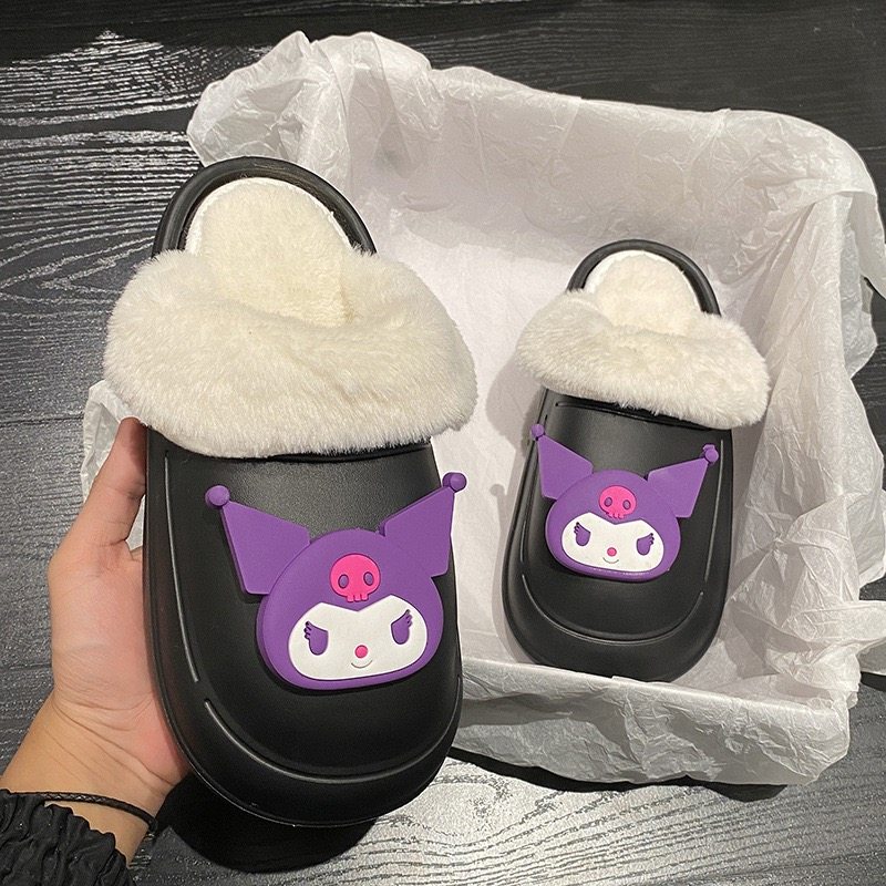 新款可爱卡通防水棉拖鞋女冬季室内居家加绒防滑棉拖鞋外穿保暖