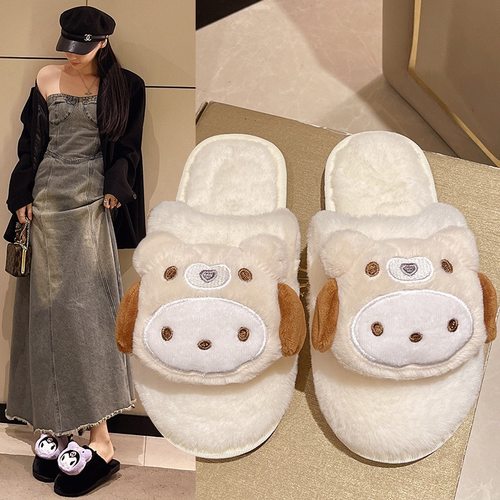 新款卡通棉拖鞋女冬季保暖室内防滑居家棉鞋可爱少女心毛绒拖鞋