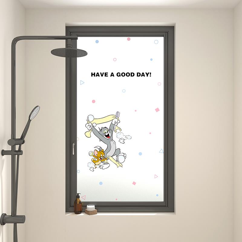 南墙壁纸厕所防窥神器卡通免胶静电吸附贴膜厨房窗户改造美化贴纸