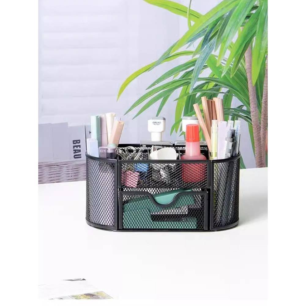 金属笔筒办公室桌面学生收纳盒简约铅笔筒笔盒轻奢文具大容量简约