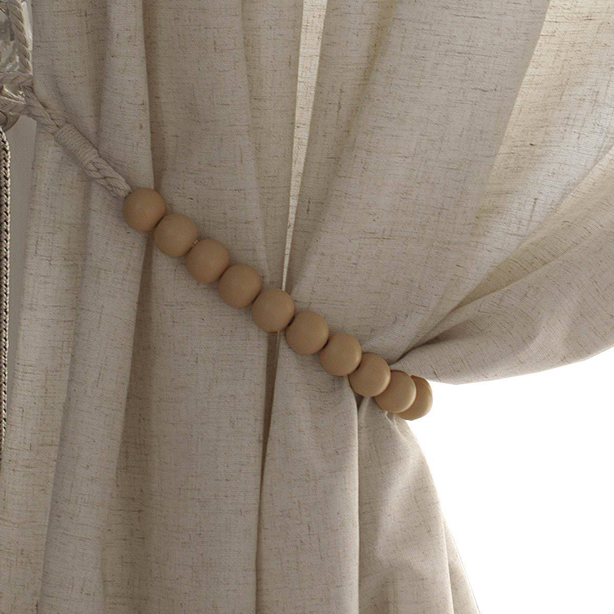 北欧天然原木简约现代中式磁吸磁铁绑带窗帘配饰装饰挂绳束带包邮