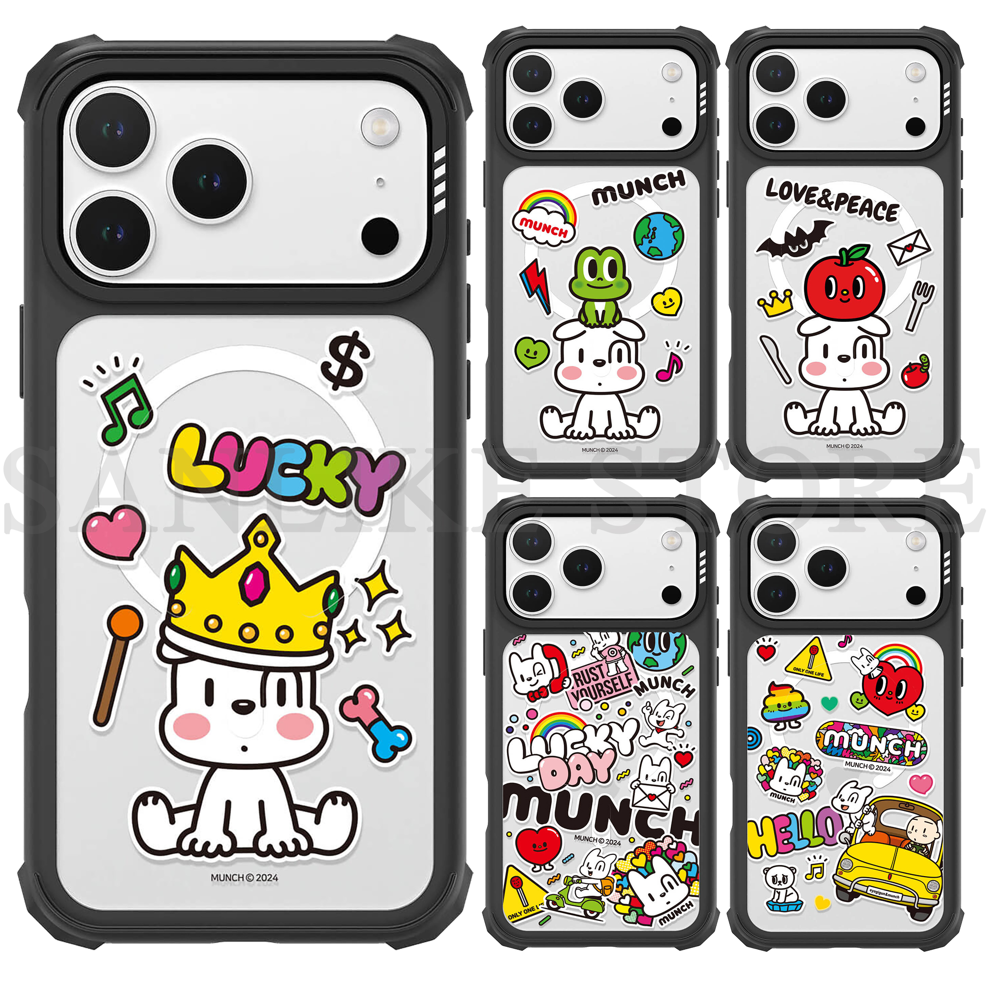 韩国molancano苹果磁吸气囊支架防摔手机壳Munch蒙克小狗适用iphone17promax透明16pro保护套15卡通可爱14/13