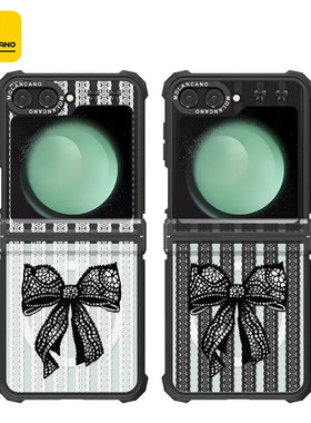 韩国molancano三星折叠磁吸手机壳蕾丝蝴蝶结适用Galaxy Z Flip6透明防摔7保护壳5保护套4创意高级小众女新款